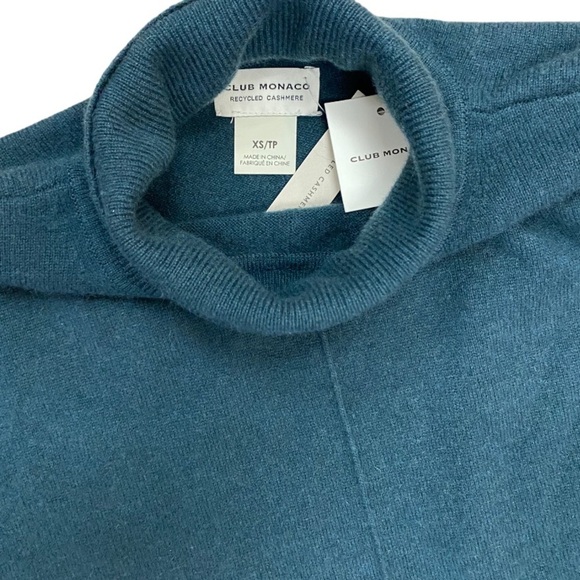 NWT Club Monaco Recycled Cashmere Turtleneck Sweater Dress in Dark Green Size XS - Picture 7 of 10